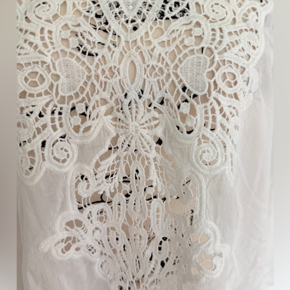 Johnny Was Tunic Blouse Lace Embroidered Ivory Sz XL Cottagecore Prairiecore - Picture 6 of 16